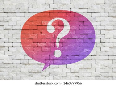 Question mark and speech bubble, block brows on the background