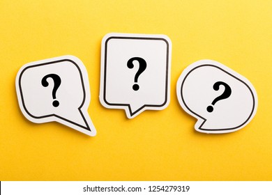 Question mark speech bubble isolated on yellow background. - Shutterstock ID 1254279319