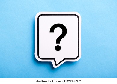 Question Mark speech bubble isolated on blue background. - Shutterstock ID 1303358371
