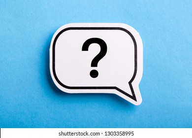 Question Mark speech bubble isolated on blue background. - Shutterstock ID 1303358995