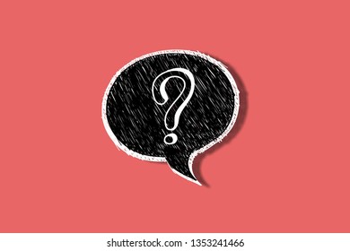 Question mark speech bubble isolated on red background.
