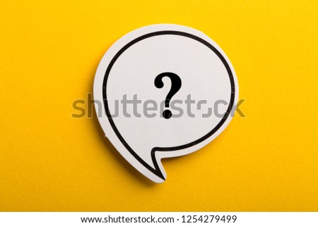 Question mark speech bubble isolated on yellow background.