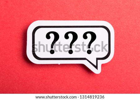 Question mark speech bubble isolated on red background.