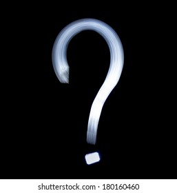 Question mark Symbol Icon Using Light Painting Technique isolated over black Background