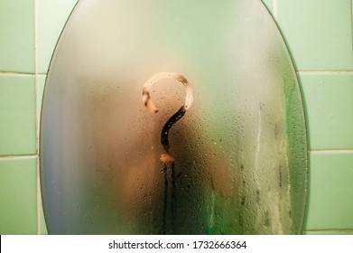 Question Mark Symbol On Misty Mirror With Water Droplets