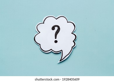 Question mark symbol on speech bubble, top view - Shutterstock ID 1928405609