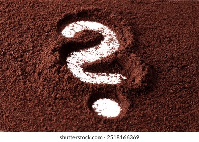 question mark symbol,  painted in brown coffee powder. - Powered by Shutterstock