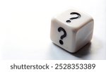 Question mark white dice shape on white background for presentation or walpaper background