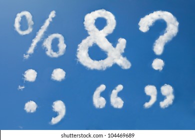 Question mark,Percent sign,Ampersand,Colon,Semicolon and Quotation Marks in clouds form