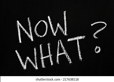 The question Now What? written by hand in white chalk on a blackboard - Shutterstock ID 217638118