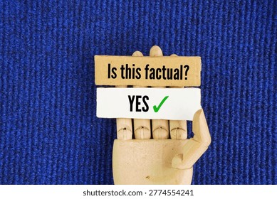 Question question Is this factual? YES. something is based on, or limited to, hard evidence, reality, or actual occurrences