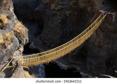 Queswachoca Ancient Rope Bridge In The Andes