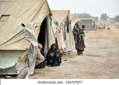 QUETTA, PAKISTAN - JANUARY 25: Flood survivors in relief camp in Quetta, Pakistan on January 25, 2011.