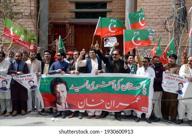 QUETTA, PAKISTAN - MAR 06: Tehreek-e-Insaf Are Holding Celebration Demonstration After Prime Minister Imran Khan Securing A Trust Vote In The National Assembly, On March 06, 2021 In Quetta.