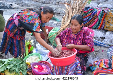 QUETZALTENANGO GUATEMALA april 28 2016 : People sell fruits in Quetzaltenango maket. This native market is the most colorful in Central America