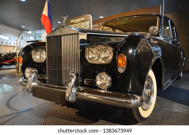 QUEZON CITY, PH - APR. 28: 1960 Rolls-Royce Phantom V owned by Imelda Marcos display at Presidential Car Museum on April 28, 2019 in Quezon City, Philippines. - Shutterstock ID 1383673949