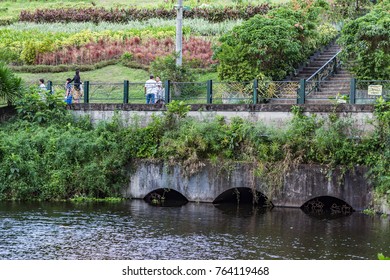 Quezon City / Philippines - 02/08/2016: Canal Bridge In A Park