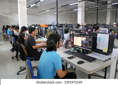 Quezon City, Philippines. May 2, 2019. 
An Animation Company Supplying International Movie And Television Features At Work In Their Office.
