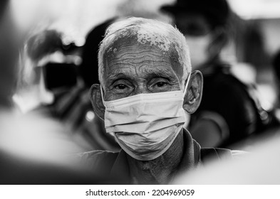 Quezon City, Philippines - September 21 2022: An Elderly Elmer Cordero Participated The Protest In University Of The Philippines To Mark The 50th Anniversary Of Declaration Of Martial Law.