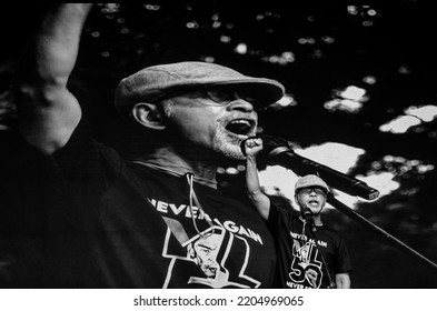 Quezon City, Philippines - September 21 2022: Martial Law Survivor, Boni Ilagan Participated The Protest In University Of The Philippines To Mark The 50th Anniversary Of Declaration Of Martial Law.