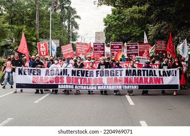 Quezon City, Philippines - September 21 2022: Multi-sectoral Groups Marched In University Of The Philippines To Mark The 50th Anniversary Of Declaration Of Martial Law In The Philippines.