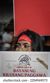 Quezon City, Philippines - September 21 2022: Protestor In University Of The Philippines To Mark The 50th Anniversary Of Declaration Of Martial Law.