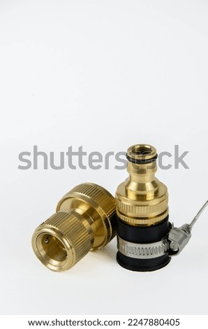 Quick coupling brass white background