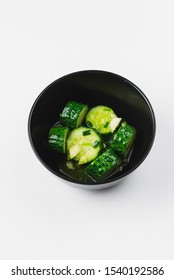 Quick Pickled Cucumbers In Bowl