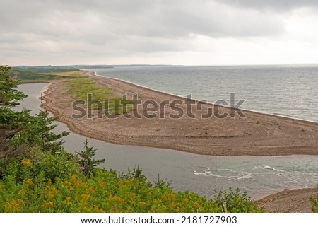 Quiet Coastal Spit in Morning Clouds on the Cheticamp River in the Cape Breton Highlands National Park in Nova Scotia