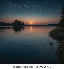 A quiet lake is a peaceful waterway, frequently mirroring the encompassing scene like a cleaned reflect. Its surface is smooth and undisturbed, making a quiet  - Powered by Shutterstock