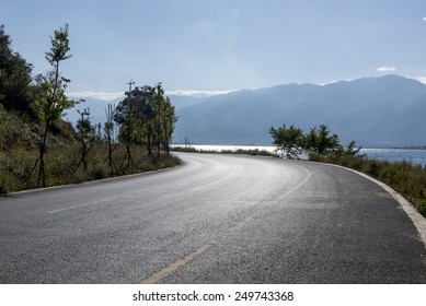 Quiet lakeside road