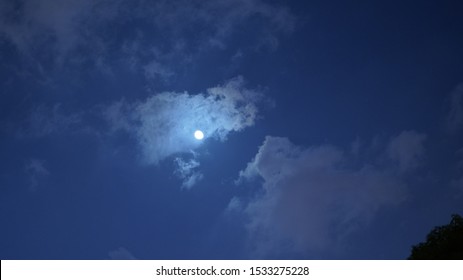 The Quiet Moon Night With The Bright Moonlight In The Sky