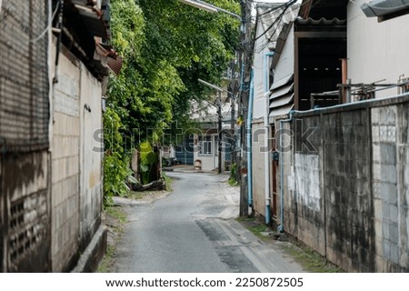 Quiet narrow streets in Phuket quarter in Thailand