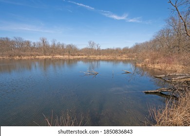 Quiet Pond In The Midewin National Tallgrass Prairie In Illinois