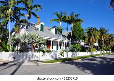 A Quiet Residential Street In Key West, Fl.