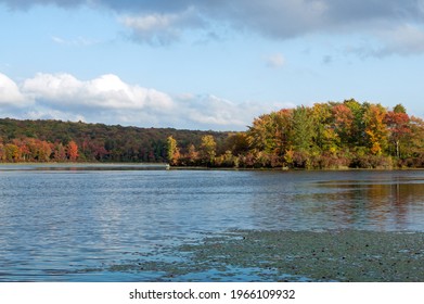 Quiet Splendor Of An Autumn Lake.  Destination Gouldsboro State Park In Pennsylvania