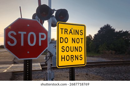 Quiet Zone Example with Stop Sign. When local governments have restricted the routine use of train horns at public highway-rail grade crossings.