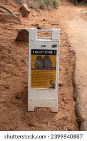 Quiet Zone Sign Along Trail to Angels Landing in Zion