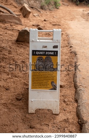 Quiet Zone Sign Along Trail to Angels Landing in Zion