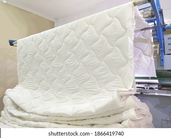 Quilt And Bedspread Production. Embroidery Pattern On Cotton Or Polyester. Cotton Canvas Quilted With Threads On A Special Machine