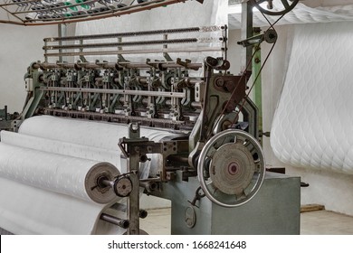 Quilting Machine, Mattress Production In The Factory.