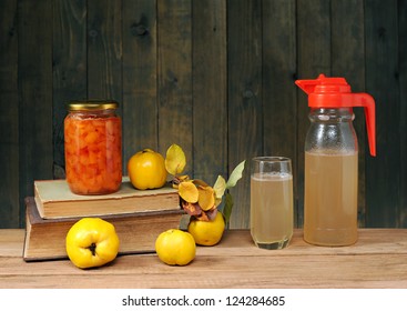 Quince Jam And Juice On The Table