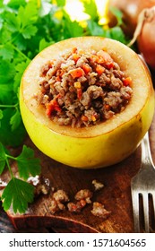 Quince Stuffed With Meat On The Table