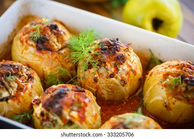 Quince Stuffed With Meat Sauce Baked