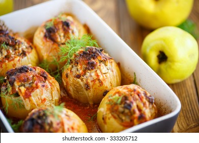 Quince Stuffed With Meat Sauce Baked