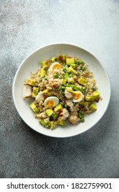 Quinoa Bowl With Chicken And Quail Eggs