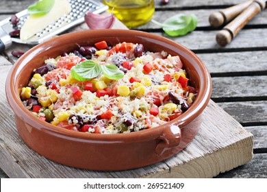 Quinoa Enchilada Casserole.Traditional Mexican Food.