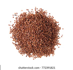 Quinoa on white background. top view