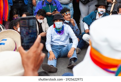 Quito, Ecuador - February 26, 2021: Presidential Candiate Yaku Pérez Celebrates His 52nd Birthday With His Supporters While Disputing Election Results.