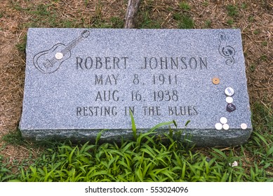 QUITO, MISSISSIPPI, USA - MARCH 5, 2003: Grave Marker For Possible Burial Site Of Robert Johnson, Delta Blues Musician, In Cemetery At Payne Chapel M. B. Church.